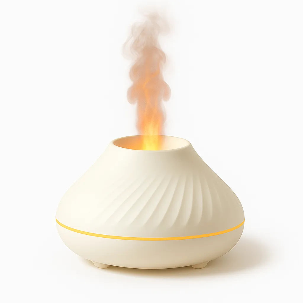 🔥 Diffuseur d’Huiles Essentielles & Humidificateur 130ml – Effet Flamme LED 7 Couleurs & Ultra-Silencieux