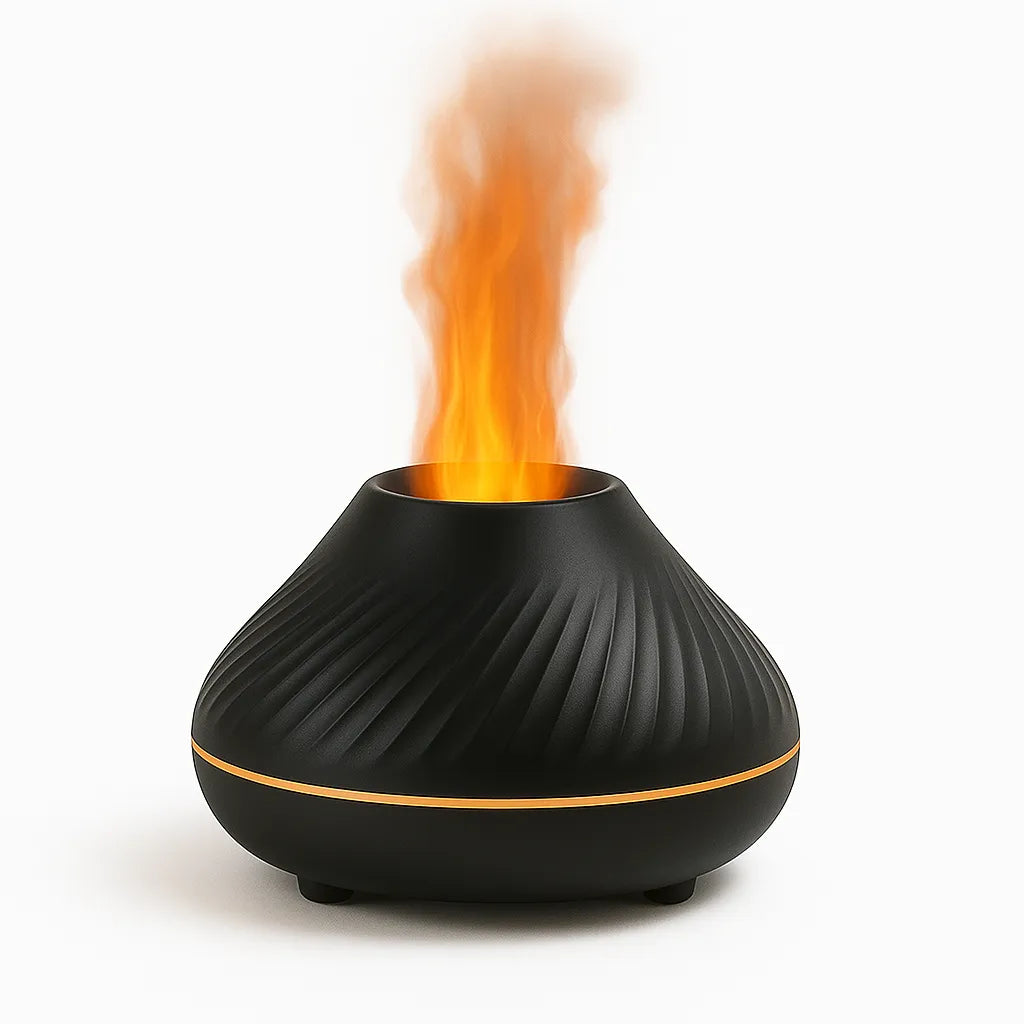 🔥 Diffuseur d’Huiles Essentielles & Humidificateur 130ml – Effet Flamme LED 7 Couleurs & Ultra-Silencieux